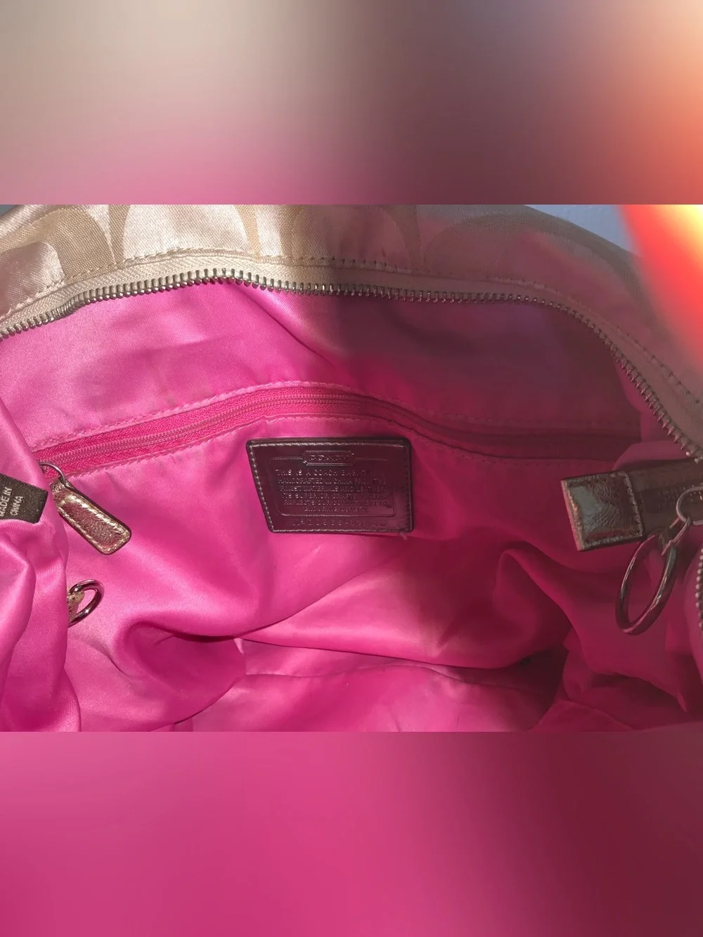 Coach gold poppy sateen shoulder bag